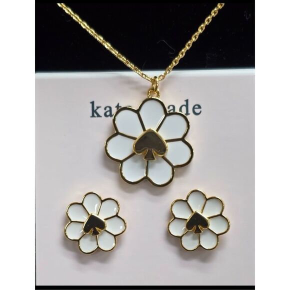 Kate Spade NWT necklace and earrings set - Daytripper white and gold flower - Picture 2 of 12